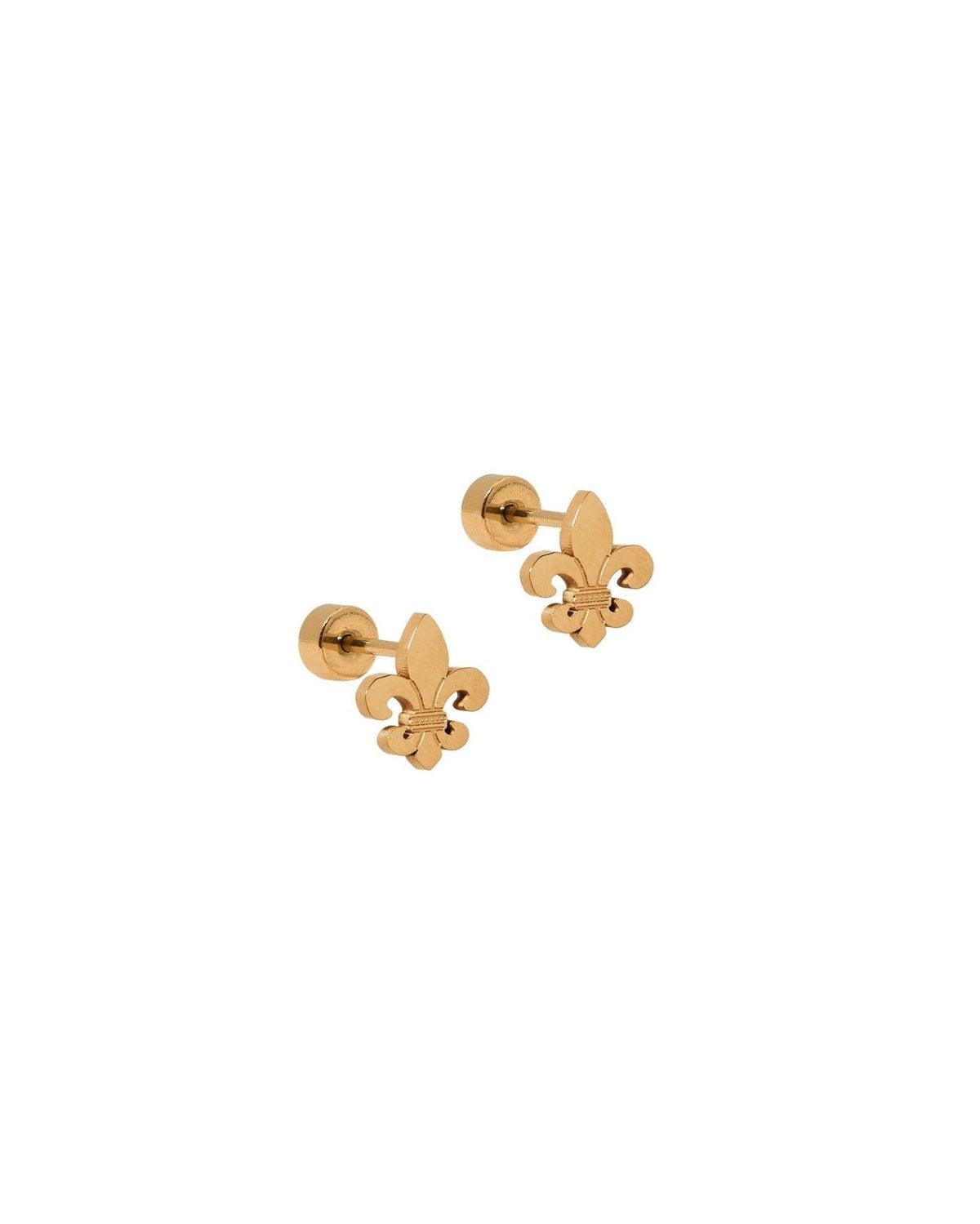 Screwback Stud Earrings - Fleur-de-lis Gold