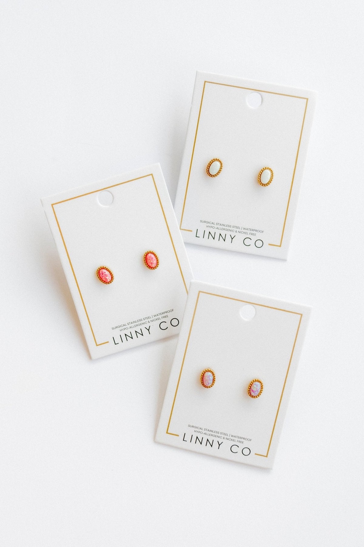 Screwback Stud Earrings - Luna Opal Hot Pink