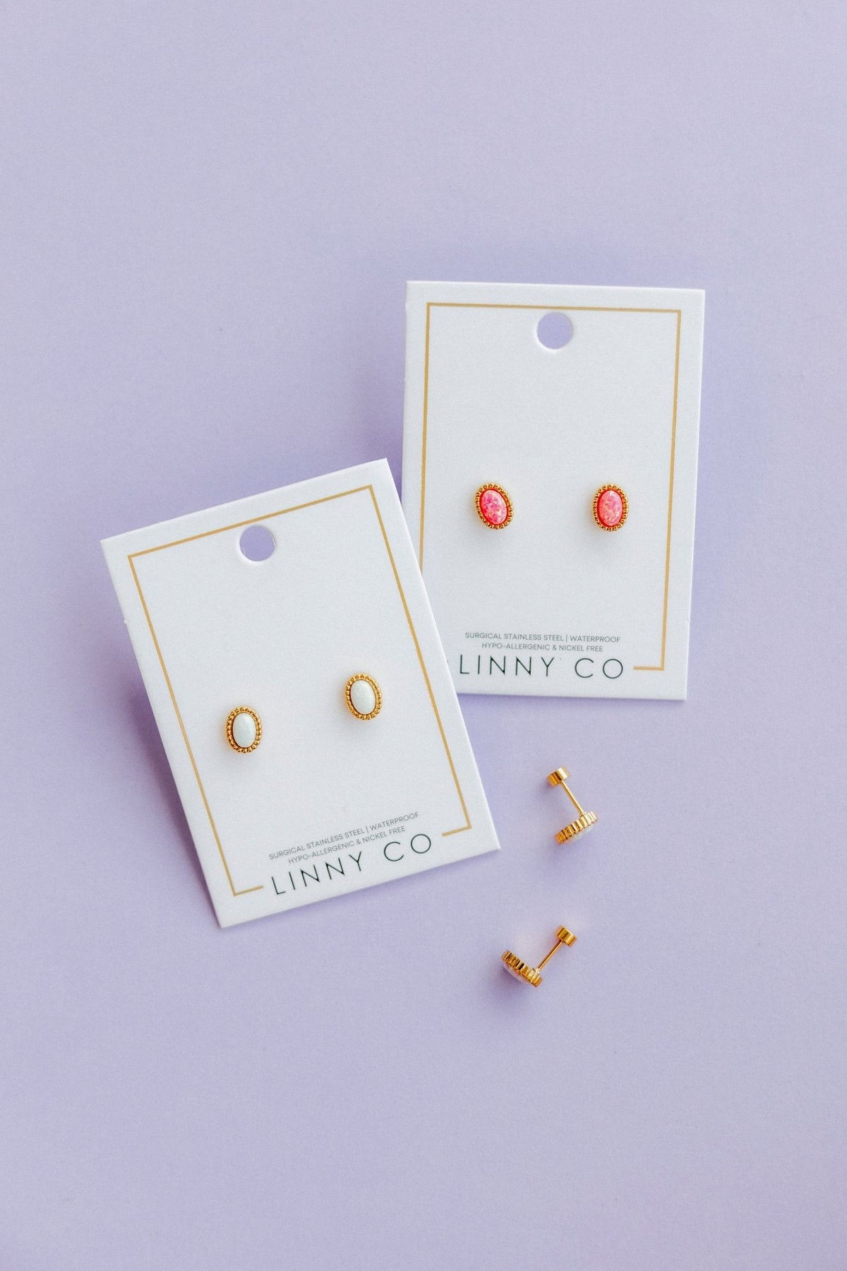 Screwback Stud Earrings - Luna Opal Hot Pink
