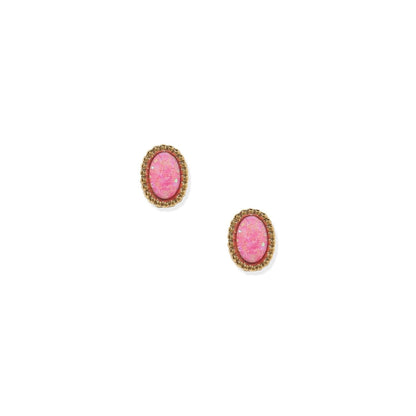 Screwback Stud Earrings - Luna Opal Hot Pink