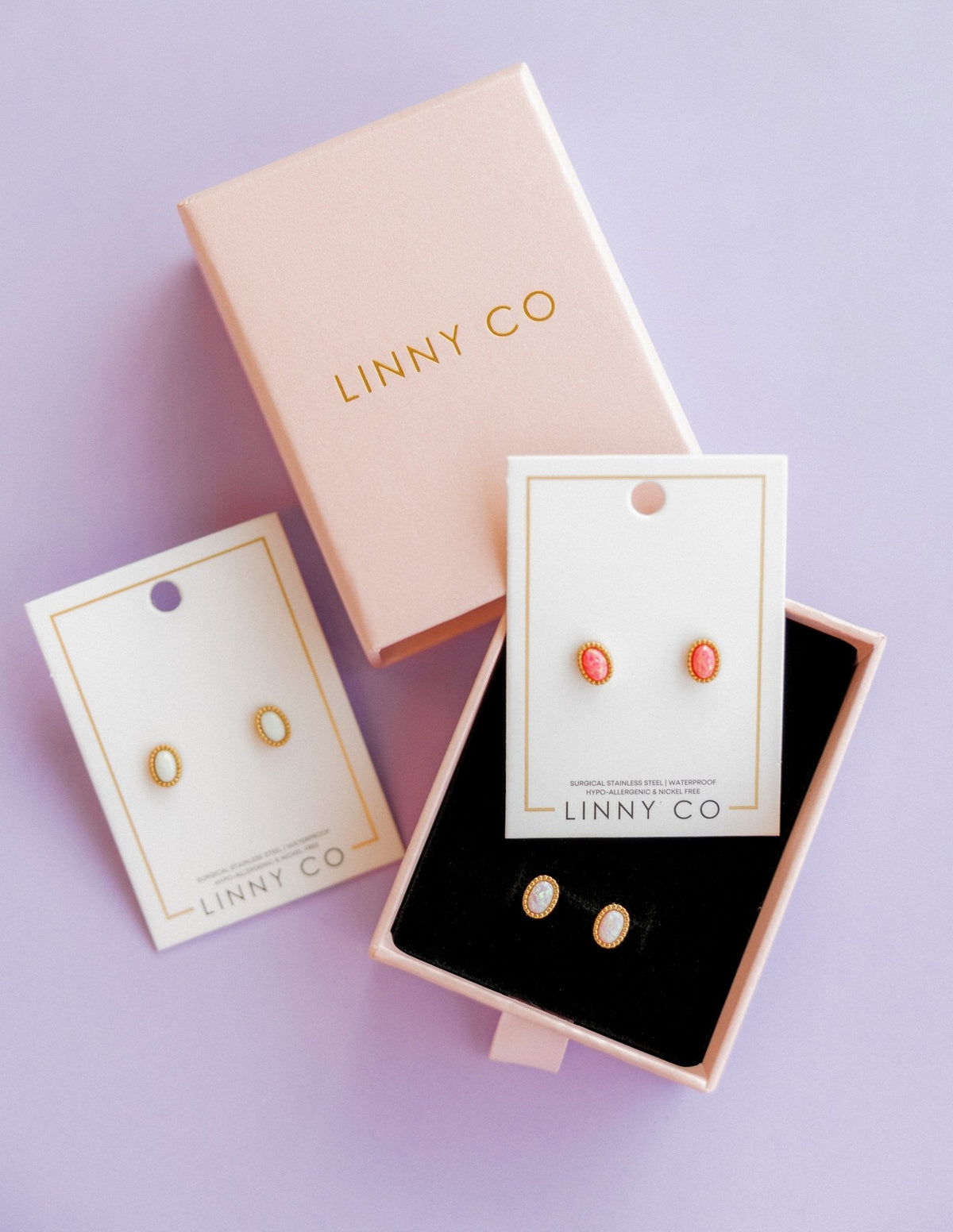 Screwback Stud Earrings - Luna Opal Hot Pink