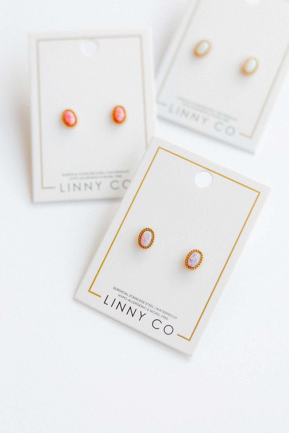 Screwback Stud Earrings - Luna Opal Light Pink