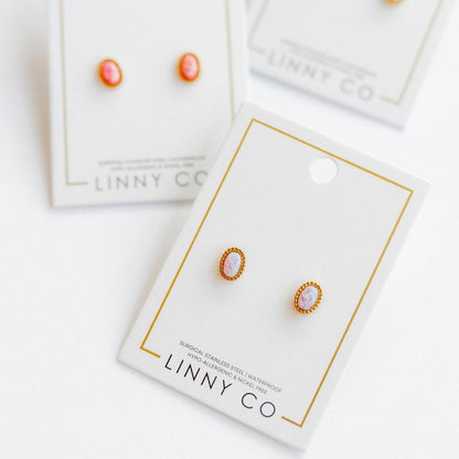 Screwback Stud Earrings - Luna Opal Light Pink