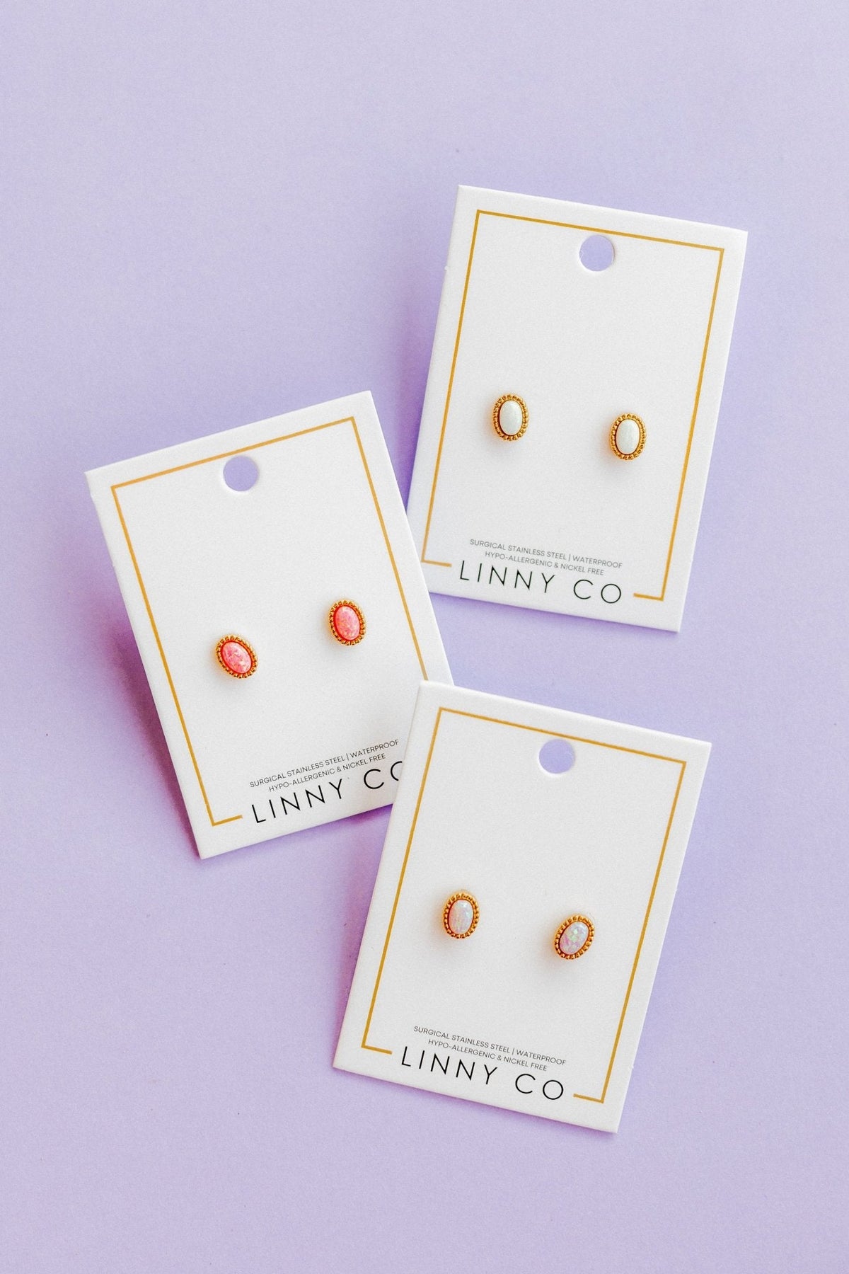 Screwback Stud Earrings - Luna Opal Light Pink