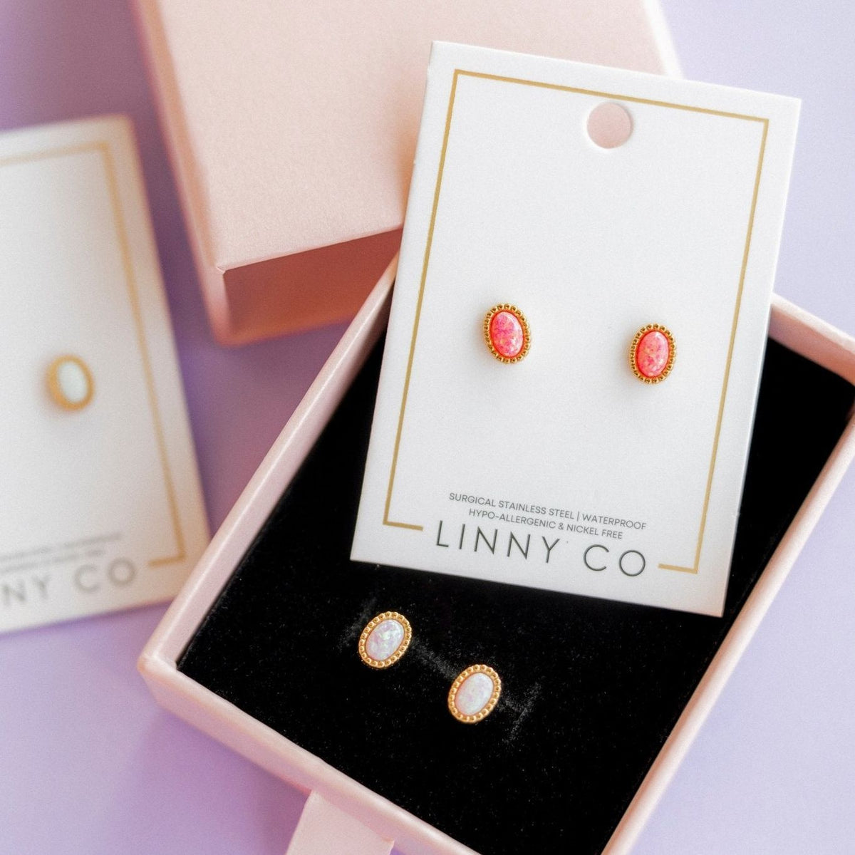 Screwback Stud Earrings - Luna Opal Light Pink