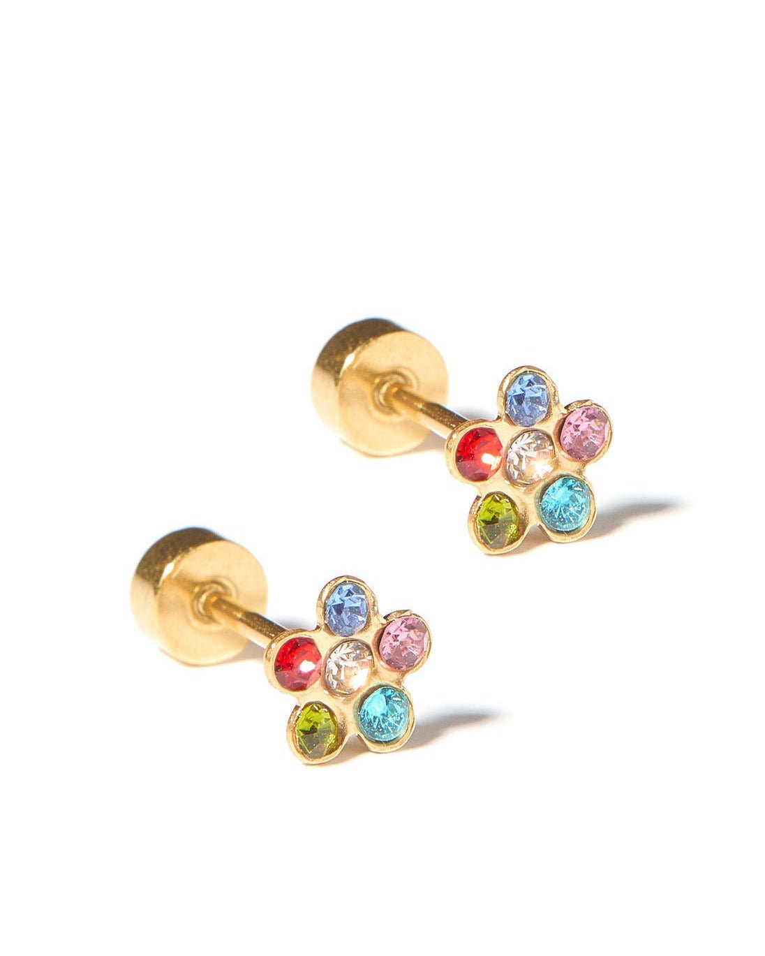 Screwback Stud Earrings - Lyla Flower Multi