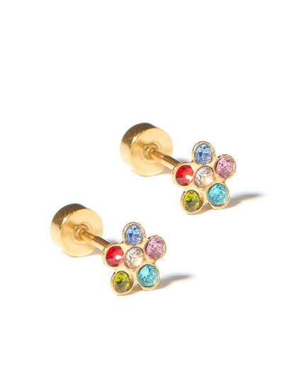 Screwback Stud Earrings - Lyla Flower Multi