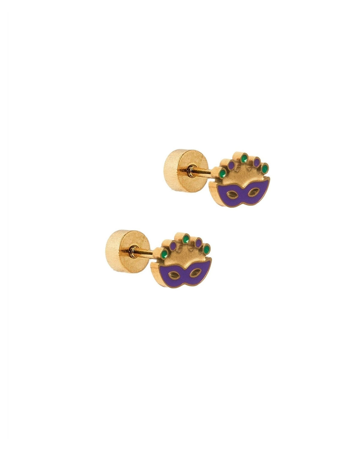 Screwback Stud Earrings - Mardi Gras Mask