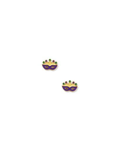 Screwback Stud Earrings - Mardi Gras Mask
