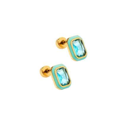 Screwback Stud Earrings - Whitney Aqua Dream