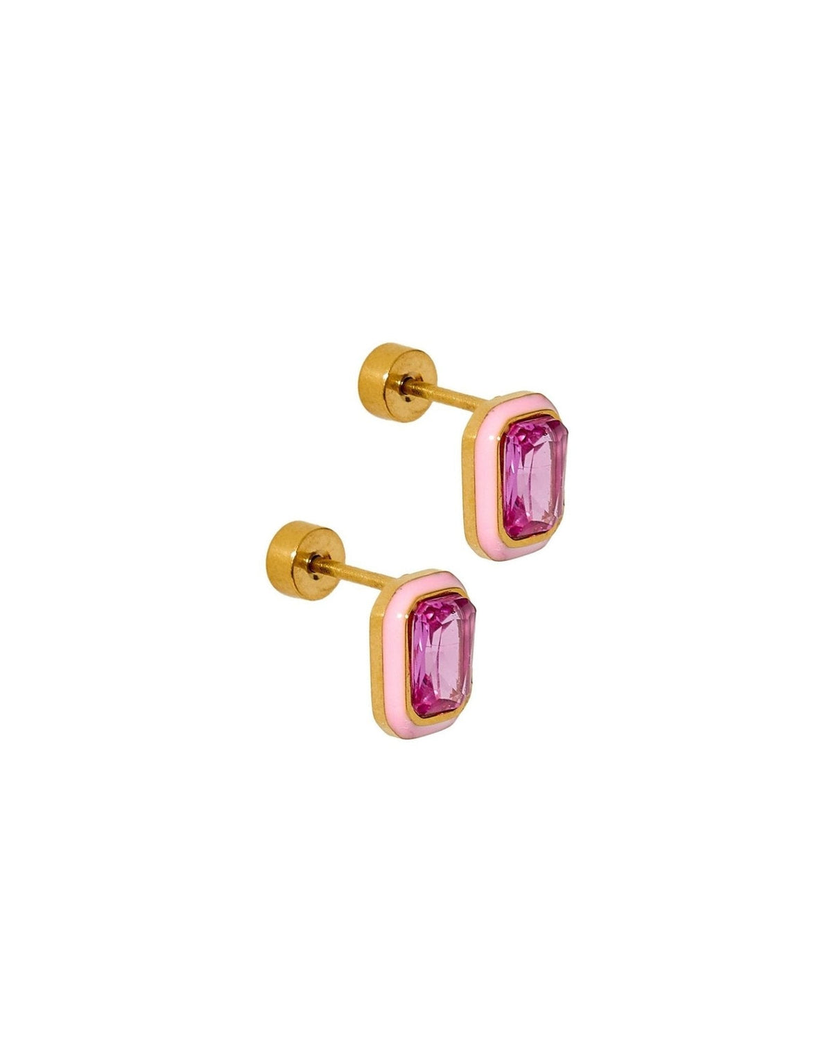Screwback Stud Earrings - Whitney Bubblegum Pink