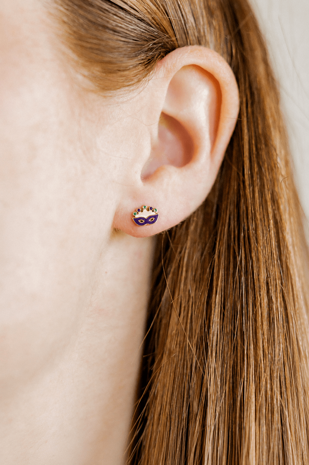 Screwback Stud Earrings - Mardi Gras Mask