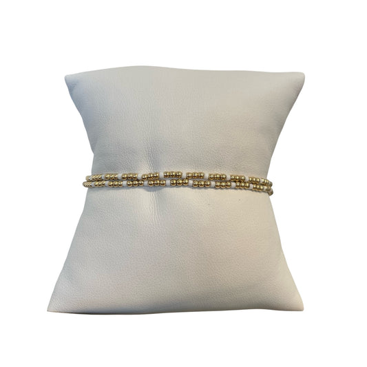 Gameday Hope Sincerity Pattern 2mm Bead Bracelet - White