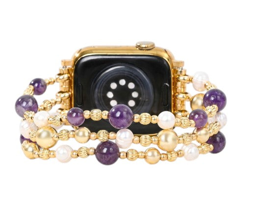 Amethyst & Pearl Apple Watch Strap: