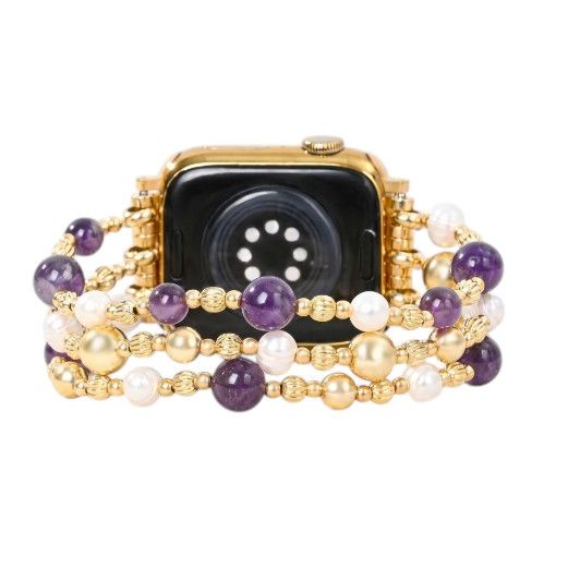 Amethyst & Pearl Apple Watch Strap: