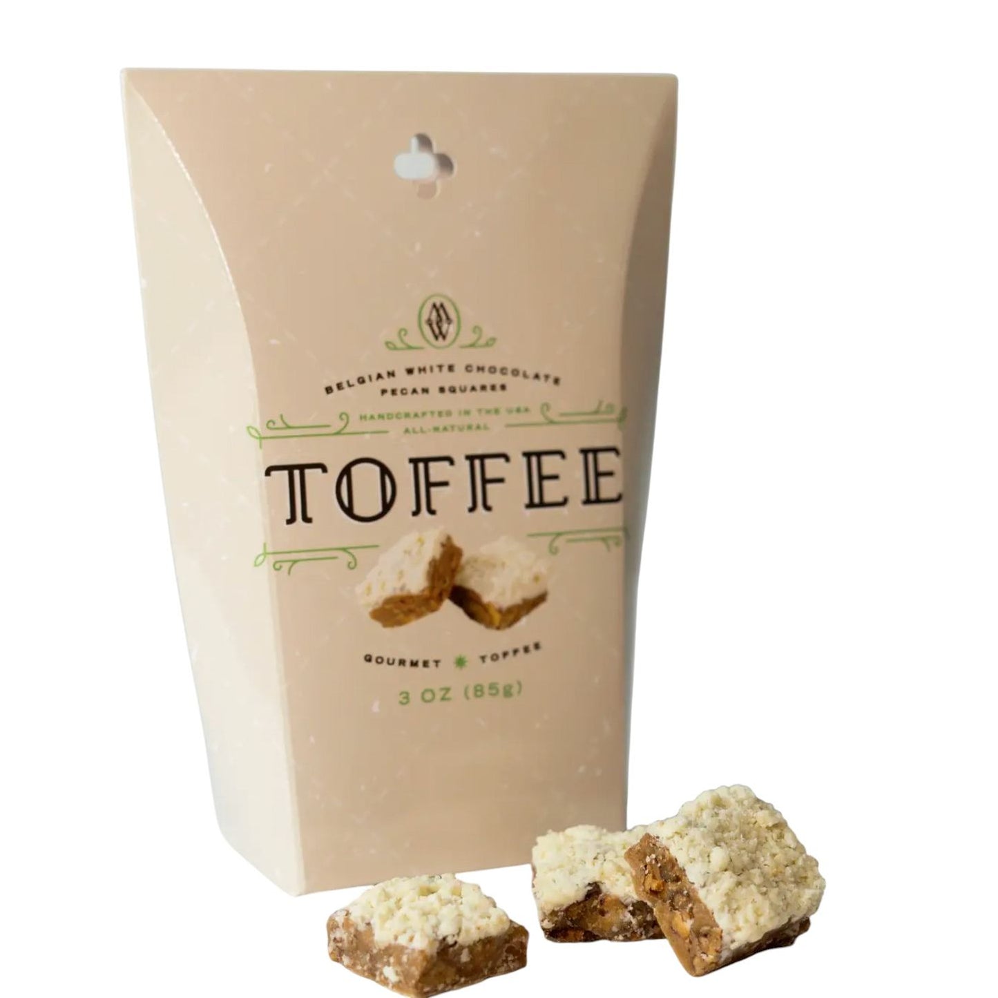 3 oz Belgian White Chocolate Pecan Toffee Squares