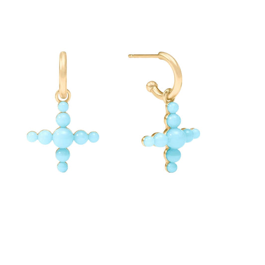 Gumdrop Cross Hoop + Charm Earring - Powder Blue
