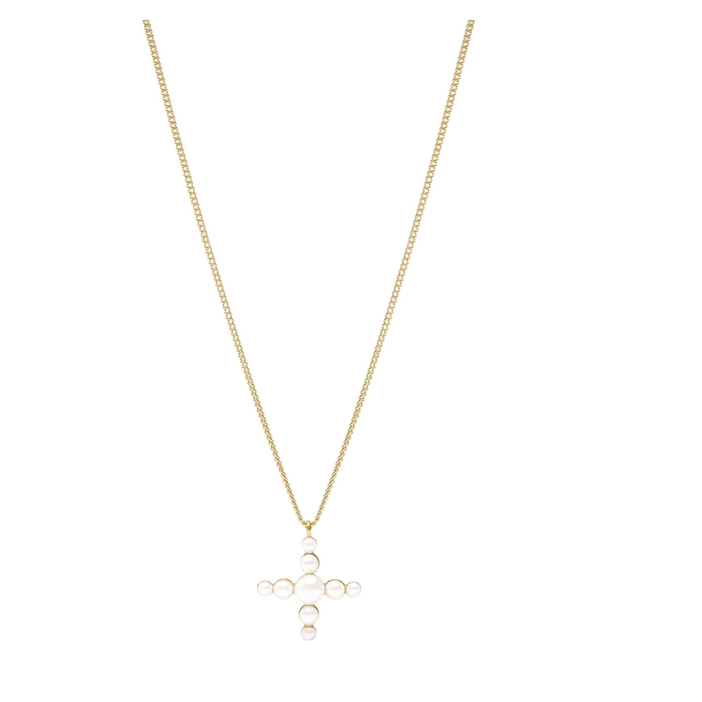 Gumdrop Cross Delicate Necklace - Pearl
