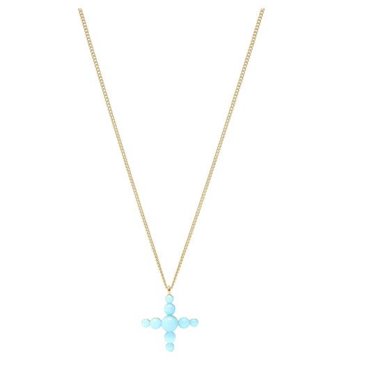 Gumdrop Cross Delicate Necklace - Powder Blue