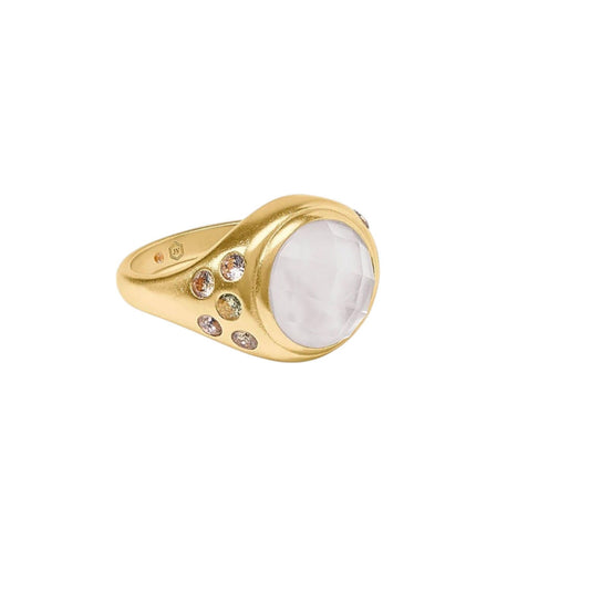 Rainbow Statement Ring - Clear Crystal - 7