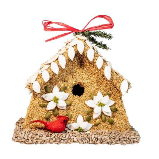 Poinsettia Birdseed House