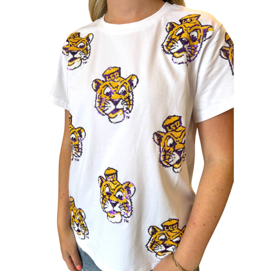 LSU Vintage Logo Sequin Tee