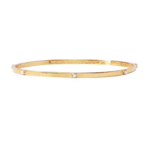 Crescent Stone Bangle - Pearl - Medium
