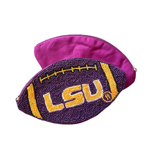 LSU Football Beaded Pouch