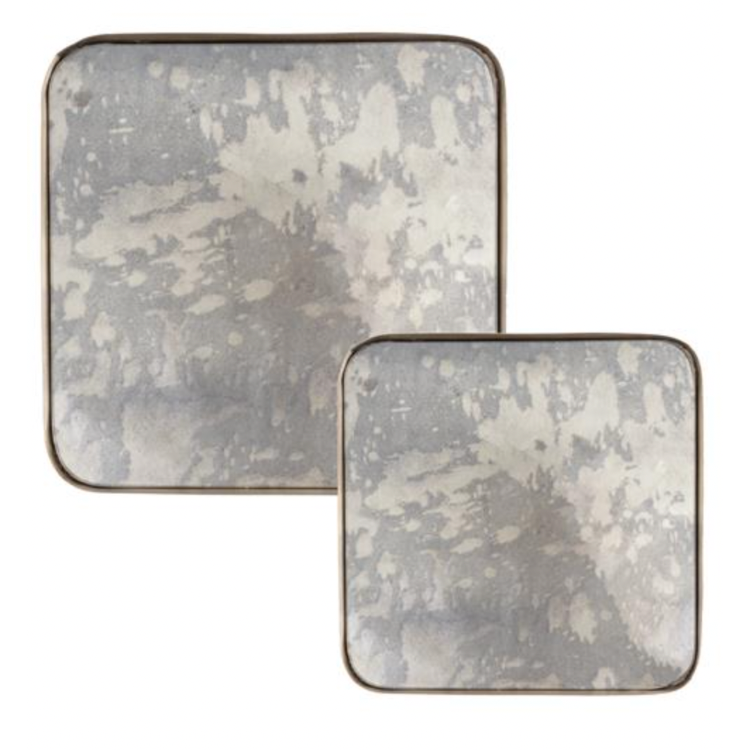 Antiqued Glass Tray Set of 2