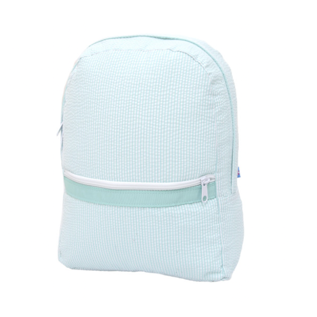 Mint Seersucker Backpack - Small