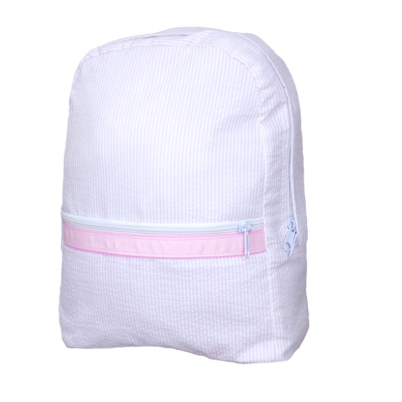 Pink Seersucker Backpack - Medium