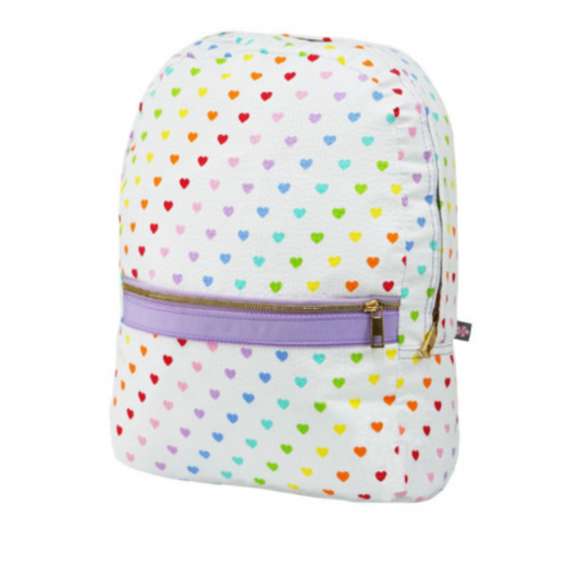 Tiny Hearts Seersucker Backpack  - Medium