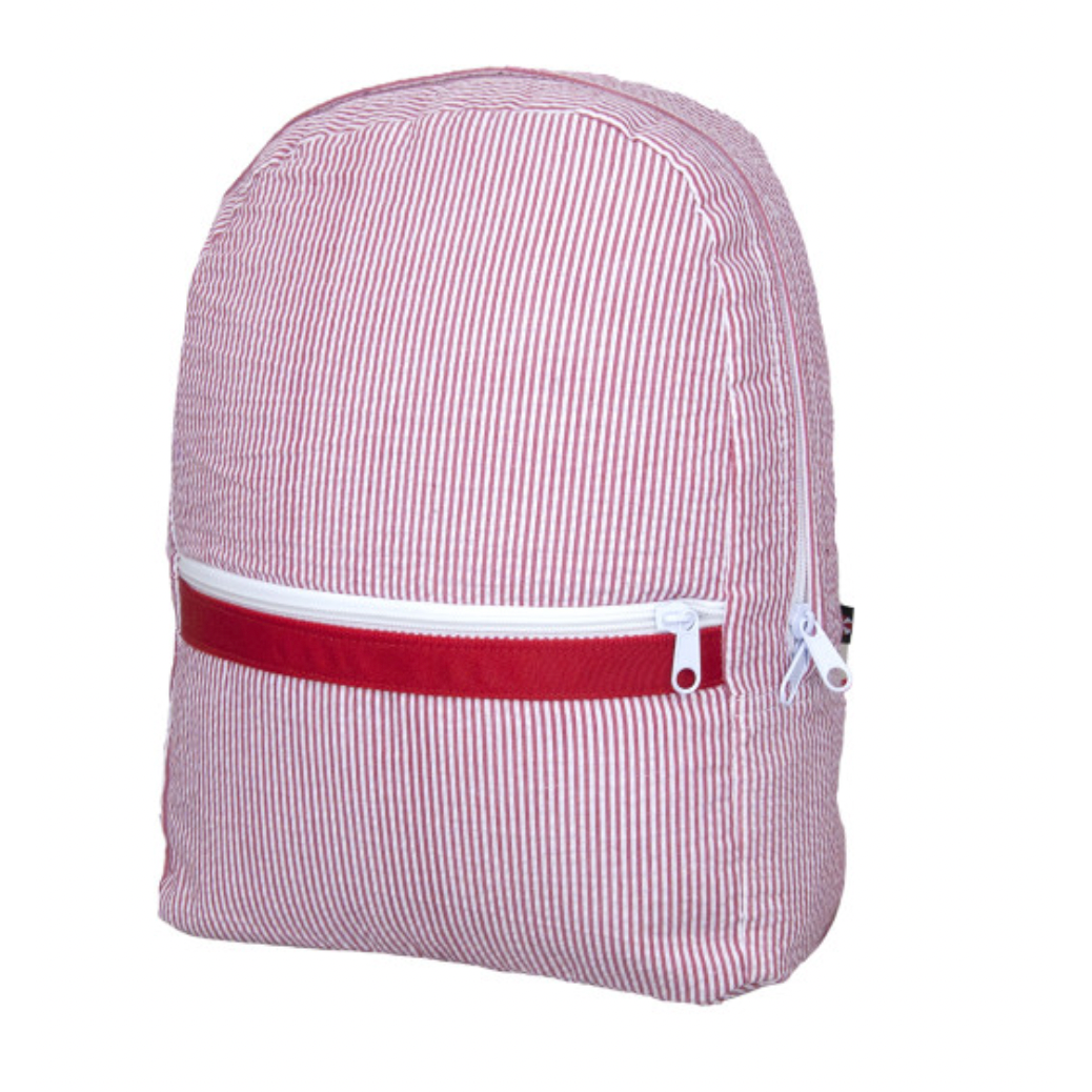 Red Seersucker Backpack - Medium