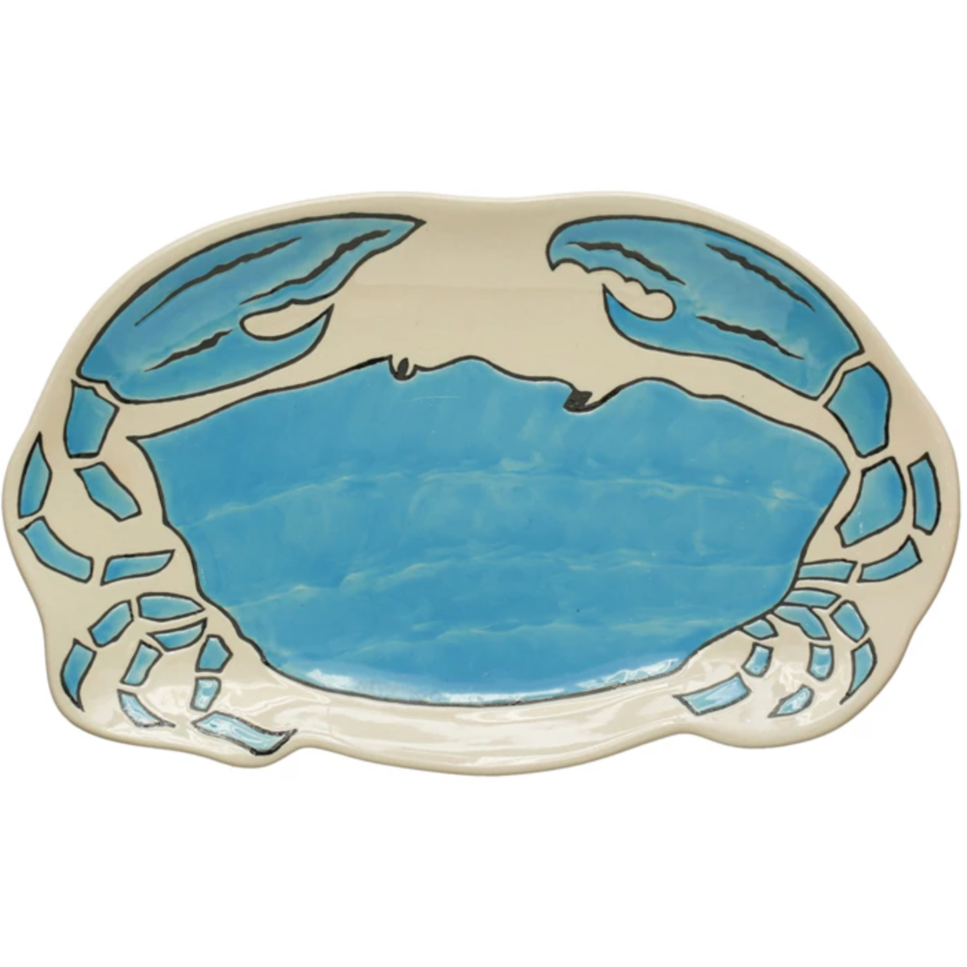 Blue Crab Shaped Stoneware