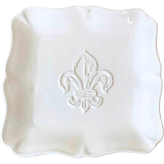 Fleur de Lis White Embossed Platter
