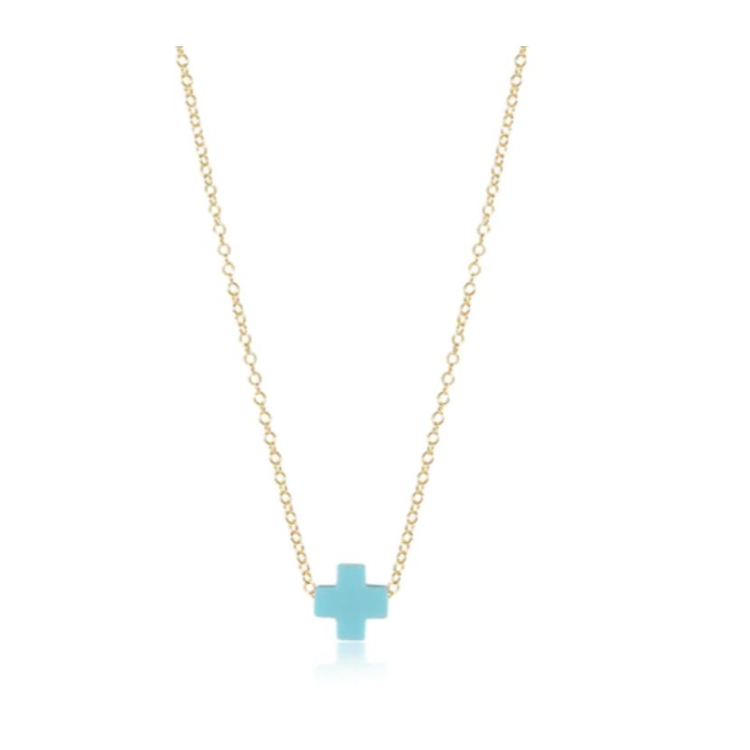 Egirl Signature Cross Necklace Gold Navy 14"
