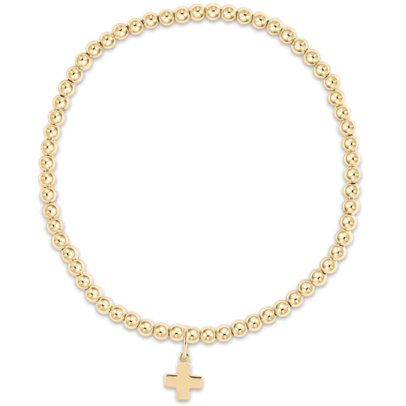 egirl Classic Gold 3mm Bead Bracelet Signature Cross Gold