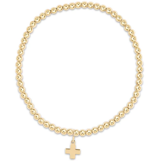 egirl Classic Gold 3mm Bead Bracelet Signature Cross Gold