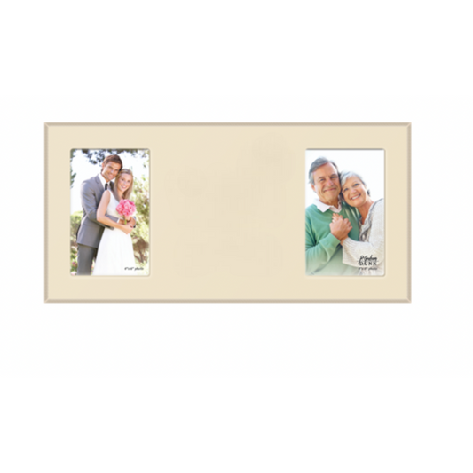 Ivory Double Photo Frame w/Bevel